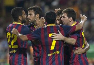 Alegria de los jugadores del Barcelona