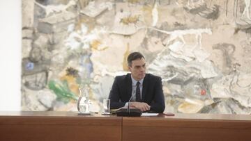 El presidente del Gobierno, Pedro S&aacute;nchez, preside el primer Consejo de Ministros virtual de la historia de Espa&ntilde;a debido a la crisis del coronavirus, en Madrid (Espa&ntilde;a), a 17 de marzo de 2020.
 17 MARZO 2020;CORONAVIRUS;VIRUS;MADRID: