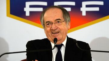 President of the French Football Federation (FFF) Noel le Graet answers journalists' questions on February 12, 2015 at the FFF headquarters in Paris. Didier Deschamps has extended his contract as France coach until the 2018 World Cup in Russia, Frenc