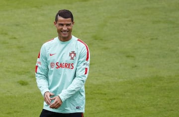 Portugal's Cristiano Ronaldo attends a training session.