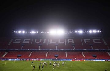 General view of the Estadio Ramon Sanchez Pizjuan during the training session of liverpool FC prior to their Champions League match against Liverpool FC
