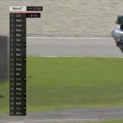 Álex Márquez se cae... y lleva en brazos parte de su Kalex