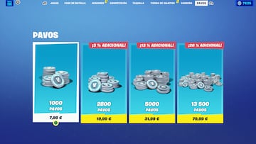 fortnite pavos monedas v subida de precios