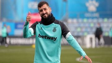 &Aacute;lvaro Vadillo, en un entrenamiento con el Espanyol.