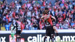  Hugo Nervo and Anderson Santamaria of Atlas during the 5th round match between Atlas and Santos as part of the Torneo Clausura 2024 Liga BBVA MX at Jalisco Stadium on February 04, 2024 in Guadalajara, Jalisco, Mexico.