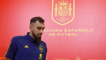 MADRID, 22/09/2022.- El jugador de la selección española de fútbol Borja Iglesias, durante la presentación de 'MÁS', la nueva aplicación para móviles destinada a los aficionados de la Roja, este jueves en Las Rozas, Madrid. EFE/ Juan Carlos Hidalgo
