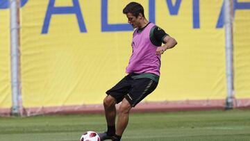 Martín Mantovani durante un entrenamiento con la UD Las Palmas.