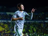 Soccer Football - Liga MX - Club America v Mazatlan - Estadio Ciudad de los Deportes, Mexico City, Mexico - March 15, 2026 Club America's Raphael Veiga celebrates scoring their first goal REUTERS/Eloisa Sanchez