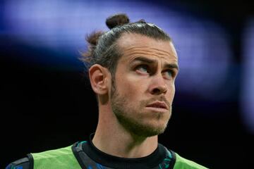 Bale, durante el calentamiento de su último partido en el Bernabéu, ante el Getafe.