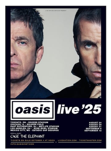 A más de una década de su última presentación en USA, los hermanos Gallagher vuelven a Norteamérica: Adquiere boletos para el ‘Oasis live ‘25 World Tour’.