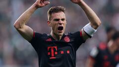 Soccer Football - Bundesliga - Werder Bremen v Bayern Munich - Weser-Stadion, Bremen, Germany - May 6, 2023 Bayern Munich's Joshua Kimmich celebrates after the match REUTERS/Thilo Schmuelgen DFL REGULATIONS PROHIBIT ANY USE OF PHOTOGRAPHS AS IMAGE SEQUENCES AND/OR QUASI-VIDEO.