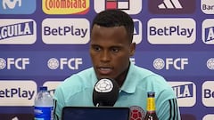 Jhon Arias durante la rueda de prensa previa al partido de Colombia ante Brasil por Eliminatorias.