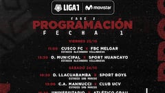 Fase 2 de la Liga 1: horarios, partidos y fixture de la fecha 1