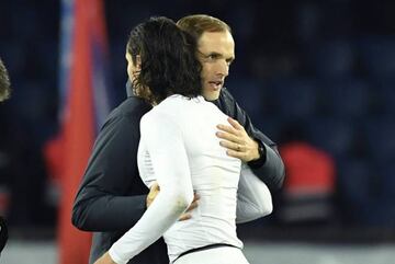 Thomas Tuchel and Edinson Cavani.