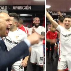 El fiestón del Sevilla en el vestuario tras ganar el derbi