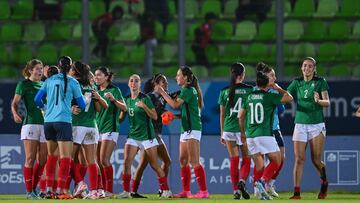 Angelica Torres, Scarlett Camberos, Charlyn Corral, Diana Ordonez of Mexico during the game Mexico vs Chile, corresponding to Final for Gold Medal of Womens Soccer at the XIX Pan American Games Santiago de Chile 2023, at Elias Figueroa Stadium, on November 03, 2023. 

<br><br>

Angelica Torres, Scarlett Camberos, Charlyn Corral, Diana Ordonez de Mexico durante el partido Mexico vs Chile, correspondiente a la Final por la Medalla de Oro del Futbol Femenino en los XIX Juegos Panamericanos Santiago de Chile 2023, en el Estadio Elias Figueroa, el 03 de Noviembre de 2023.