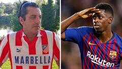 Im&aacute;genes de Paulo Futre con la camiseta del Atl&eacute;tico de Madrid y de Ousmane Demb&eacute;l&eacute; con la del FC Barcelona.