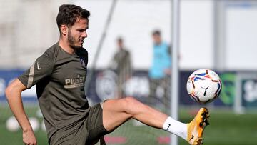 Sa&uacute;l, en el entrenamiento del Atl&eacute;tico.