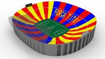Aspecto que tendrá el Camp nou con el mosaico de ánimo a Tito Vilanova.
