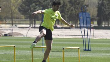 Melero, en un entrenamiento del Huesca