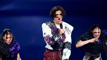 Marko Bosnjak, representing Croatia, performs "Poison Cake", during the first semi-final of the 2025 Eurovision Song Contest, in Basel, Switzerland, May 13, 2025. REUTERS/Denis Balibouse