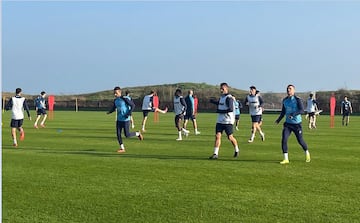 Entrenamiento del Málaga en El Saler de esta semana,