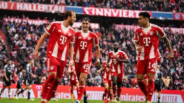 MUNICH, GERMANY - FEBRUARY 21: Harry Kane of FC Bayern Muenchen celebrates scoring the second goal during the Bundesliga match between FC Bayern München and Eintracht Frankfurt at Allianz Arena on February 21, 2026 in Munich, Germany. (Photo by F. Noever/FC Bayern via Getty Images)