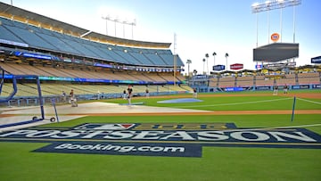 Oct 6, 2023; Los Angeles, CA, USA;  Arizona Diamondbacks on the field during the NLDS workouts at Dodgers Stadium. Mandatory Credit: Jayne Kamin-Oncea-USA TODAY Sports