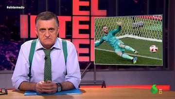 El Gran Wyoming en &#039;El Intermedio&#039; mientras dedicaba un brutal dardo a David de Gea al rebatir una dura cr&iacute;tica de Pablo Casado contra Pedro S&aacute;nchez por la figura del relator en Catalu&ntilde;a.