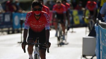 SAINT-VULBAS, FRANCE - AUGUST 08: Start / Nairo Quintana Rojas of Colombia and Team Ark&Atilde;&copy;a - Samsic / Covid safety measures / during the 32nd Tour de L&#039;Ain 2020, Stage 2 a 141km stage from Lagnieu to L&Atilde;&copy;lex Monts-Jura 896m / @tourdelain / #TOURDELAIN / #TDA / on August 08, 2020 in Saint-Vulbas, France. (Photo by Justin Setterfield/Getty Images)