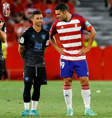 Rubén Castro y Jorge Molina durante el amistoso que ambos equipos jugaron este verano,.