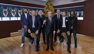 Sergio LLull, Felipe Reyes, Pablo Laso, Florentino Pérez, Zidane, Sergio Ramos y Marcelo