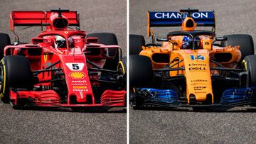 Vettel con el Ferrari y Alonso con el McLaren en China.