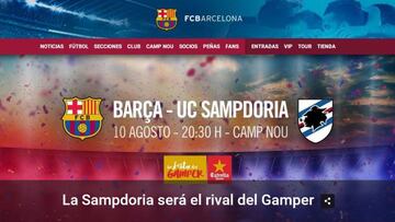 Sampdoria, Barça's guests for the Trofeo Gamper on 10 August