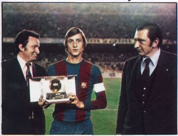 In 1973 Cruyff lifted the award as a Barcelona player, after having previously won it while at Ajax in 1971. He won it again a year later in 1974. The Dutchman scored 48 goals in 143 games for Barca during his five seasons at the club, before going on to 