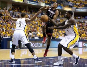 Pacers 99 - Heat 92 (2-2). Mario Chalmers de los Miami Heat.
