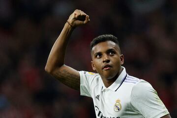 Soccer Football - LaLiga - Atletico Madrid v Real Madrid - Metropolitano, Madrid, Spain - September 18, 2022 Real Madrid's Rodrygo celebrates after the match REUTERS/Susana Vera