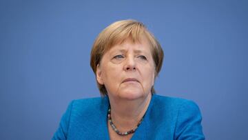 BERLIN, GERMANY - AUGUST 28: German Chancellor Angela Merkel speaks to the media at her annual summer press conference during the coronavirus pandemic on August 28, 2020 in Berlin, Germany. Merkel is likely to speak on a range of issues, including the pan