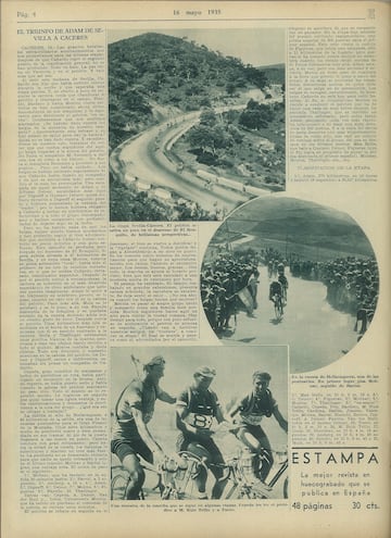 Recorrido por las mejores imgenes de la I Vuelta a Espa?a a travs de la edicin de AS Semanal de 1935.
