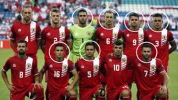 El primer &lsquo;once&rsquo; de Gibraltar en partido oficial de la Euro. Con el c&iacute;rculo, los hermanos.
 