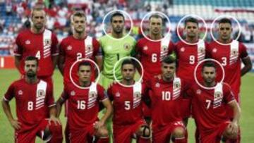 El primer &lsquo;once&rsquo; de Gibraltar en partido oficial de la Euro. Con el c&iacute;rculo, los hermanos.
 