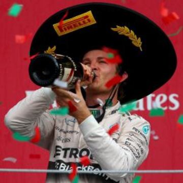 Nico Rosberg, en el podio del Hermanos Rodríguez.