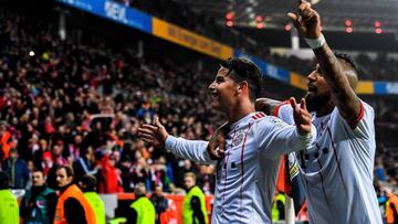 James Rodríguez celebra su gol ante Bayer Leverkusen