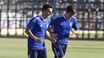 Franc&eacute;s y Francho, durante un entrenamiento.