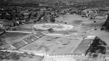 Vista a&eacute;rea del estadio de Vallecas (A&ntilde;os 30).