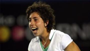 <b>SORPRESA.</b> La tenista española dio la sorpresa del día al apear de la competición a la número seis del mundo, Venus Williams.