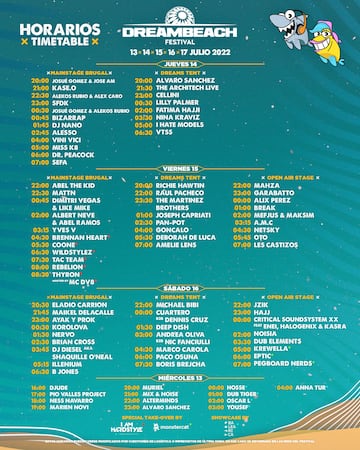 Estos son los horarios del Dreambeach 2022.