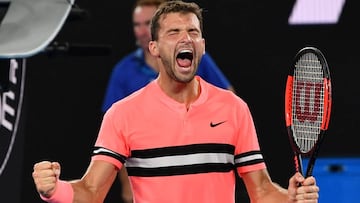 Grigor Dimitrov celebra su victoria ante Mackenzie McDonald en su partido de segunda ronda del Open de Australia.