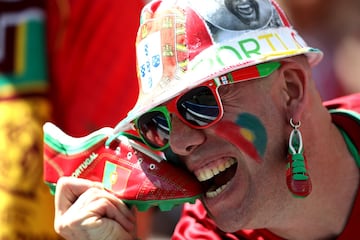 Hincha portugués durante el partido contra Marruecos.