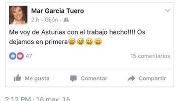 La mujer de Marcelino la lía en Facebook: "Trabajo hecho. Os dejamos en Primera"